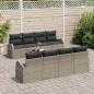 Preview: 9-teiliges Garten-Sofa-Set mit Kissen Grau Poly Rattan, 2-Sitzer Garten-Sofa mit Stauraum & Kissen Grau Poly Rattan