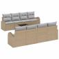 Preview: 9-teiliges Garten Sofa Set mit Kissen Beige Poly Rattan, 2-Sitzer Garten Sofa mit Stauraum & Kissen Beige Poly Rattan