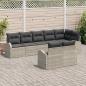 Preview: 8-teiliges Garten-Sofa-Set mit Kissen Hellgrau Poly-Rattan, 2-Sitzer Garten-Sofa mit Stauraum und Kissen Hellgrau Poly-Rattan