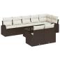 Preview: 8-teiliges Garten Sofa Set mit Kissen Grau Poly Rattan, 2-Sitzer Garten Sofa mit Stauraum & Kissen Braun Poly Rattan