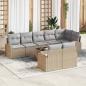 Preview: ARDEBO.de - Gartensofa-set 9 stk. Beige und hellgrau Poly-Rattan