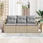 Preview: 3-teiliges Garten-Sofa-Set mit Kissen Beige Poly Rattan, 2-Sitzer Garten-Sofa mit Stauraum & Kissen Beige Poly Rattan