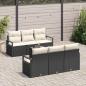 Preview: 7-teiliges Garten-Sofa-Set mit Kissen Schwarz Poly Rattan, 2-Sitzer Garten-Sofa mit Stauraum & Kissen Schwarz Poly Rattan