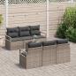 Preview: 7-teiliges Garten-Sofa-Set mit Kissen Grau Poly Rattan, 2-Sitzer Garten-Sofa mit Stauraum und Kissen Grau Poly Rattan