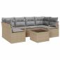Preview: 7-teiliges Garten Sofa Set mit Kissen Beige Poly Rattan, 2-Sitzer Garten Sofa mit Stauraum und Kissen Beige Poly Rattan