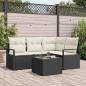 Preview: ARDEBO.de - 4-teiliges Garten Sofa Set mit Kissen braun Poly-Rattan, 2-Sitzer Garten Sofa mit Stauraum & Kissen schwarz Poly-Rattan