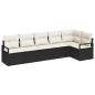 Preview: 6-teiliges Gartensofa Set mit Kissen Schwarz Poly Rattan, 2-Sitzer Gartensofa mit Stauraum & Kissen Schwarz Poly Rattan