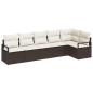 Preview: 6-teiliges Garten Sofa Set mit Kissen Braunes Poly Rattan, 2-Sitzer Garten Sofa mit Stauraum & Kissen Braunes Poly Rattan
