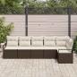 Preview: 6-teiliges Garten Sofa Set mit Kissen Braunes Poly Rattan, 2-Sitzer Garten Sofa mit Stauraum & Kissen Braunes Poly Rattan