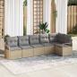 Preview: ARDEBO.de - 6-teiliges Garten Sofa Set mit Kissen Beige Poly Rattan, 2-Sitzer Garten Sofa mit Stauraum & Kissen Beige Poly Rattan