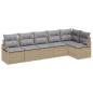 Preview: 6-teiliges Garten Sofa Set mit Kissen Beige Poly Rattan, 2-Sitzer Garten Sofa mit Stauraum & Kissen Beige Poly Rattan
