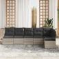 Preview: 6-teiliges Garten Sofa Set mit Kissen Hellgrau Poly Rattan, 2-Sitzer Garten Sofa mit Stauraum & Kissen Grau Poly Rattan