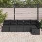 Preview: 6-teiliges Garten Sofa Set mit Kissen Schwarz Poly Rattan, 2-Sitzer Garten Sofa mit Stauraum & Kissen Schwarz Poly Rattan