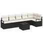 Preview: 6-teiliges Garten-Sofa-Set mit Kissen Braun Poly Rattan, 2-Sitzer Garten-Sofa mit Stauraum & Kissen Schwarz Poly Rattan