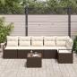 Preview: 6-teiliges Garten Sofa Set mit Kissen Grau Poly Rattan, 2-Sitzer Garten Sofa mit Stauraum & Kissen Braun Poly Rattan