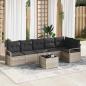 Preview: ARDEBO.de - 7-teiliges Garten-Sofaset mit Kissen Grau Poly Rattan, 2-Sitzer Garten-Sofa mit Stauraum & Kissen Grau Poly Rattan