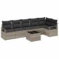 Preview: 7-teiliges Garten-Sofaset mit Kissen Grau Poly Rattan, 2-Sitzer Garten-Sofa mit Stauraum & Kissen Grau Poly Rattan