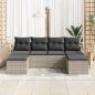 Preview: 6-teiliges Garten-Sofa-Set mit Kissen Hellgrau Poly-Rattan, 2-Sitzer Garten-Sofa mit Stauraum & Kissen Grau Poly-Rattan