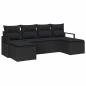 Preview: 6-teiliges Garten Sofa Set mit Kissen Schwarz Poly-Rattan, 2-Sitzer Garten Sofa mit Stauraum & Kissen Schwarz Poly-Rattan