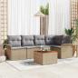 Preview: ARDEBO.de - 6-teiliges Garten-Sofa-Set mit Kissen Beige Poly Rattan Akazie, 2-Sitzer Garten Sofa mit Stauraum & Kissen Beige Poly Rattan