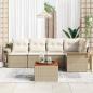 Preview: 6-teiliges Garten-Sofa-Set mit Kissen Beige Poly Rattan Akazie, 2-Sitzer Garten-Sofa mit Stauraum und Kissen Beige Poly Rattan