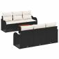 Preview: 7-teiliges Garten-Sofa-Set mit Kissen Schwarz Poly Rattan Akazie, 2-Sitzer Garten-Sofa mit Stauraum & Kissen Schwarz Poly Rattan
