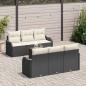 Preview: 7-teiliges Garten-Sofa-Set mit Kissen Schwarz Poly Rattan Akazie, 2-Sitzer Garten-Sofa mit Stauraum & Kissen Schwarz Poly Rattan