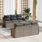 Preview: ARDEBO.de - 7-teiliges Garten-Sofa-Set mit Kissen Grau Poly-Rattan Akazie, 2-Sitzer Garten-Sofa mit Stauraum & Kissen Grau Poly-Rattan