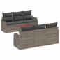 Preview: 7-teiliges Garten-Sofa-Set mit Kissen Grau Poly-Rattan Akazie, 2-Sitzer Garten-Sofa mit Stauraum & Kissen Grau Poly-Rattan