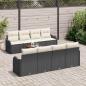 Preview: 9-teiliges Garten Sofa Set mit Kissen Schwarz Poly Rattan Akazie, 2-Sitzer Garten Sofa mit Stauraum & Kissen Schwarz Poly Rattan