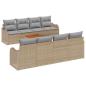 Preview: 9-teiliges Garten-Sofa-Set mit Kissen Beige Poly-Rattan Akazie, 2-Sitzer Garten-Sofa mit Stauraum & Kissen Beige Poly-Rattan