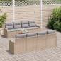 Preview: 9-teiliges Garten-Sofa-Set mit Kissen Beige Poly-Rattan Akazie, 2-Sitzer Garten-Sofa mit Stauraum & Kissen Beige Poly-Rattan