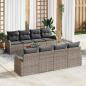 Preview: ARDEBO.de - 9-teilige Garten Sofaset mit Kissen Grau Poly Rattan Akazie, 2-Sitzer Garten Sofa mit Stauraum & Kissen Grau Poly Rattan