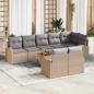 Preview: ARDEBO.de - 9-teiliges Garten-Sofa-Set mit Kissen Beige Poly Rattan Akazie, 2-Sitzer Garten-Sofa mit Stauraum & Kissen Beige Poly Rattan