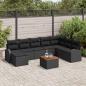 Preview: ARDEBO.de - Gartensofa-set 9 stk. Schwarz Poly-Rattan