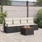 Preview: ARDEBO.de - 5-teiliges Garten-Sofa-Set mit Kissen Schwarz Poly-Rattan Akazie, 2-Sitzer Garten-Sofa mit Stauraum und Kissen Schwarz Poly-Rattan