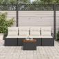 Preview: 5-teiliges Garten-Sofa-Set mit Kissen Schwarz Poly-Rattan Akazie, 2-Sitzer Garten-Sofa mit Stauraum und Kissen Schwarz Poly-Rattan