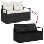 Preview: 7-teiliges Garten Sofa Set mit Kissen Schwarz Poly Rattan Akazie, 2-Sitzer Garten Sofa mit Stauraum & Kissen Schwarz Poly Rattan