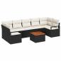Preview: 8-teiliges Garten Sofa Set mit Kissen Schwarz Poly Rattan Akazie, 2-Sitzer Garten Sofa mit Stauraum & Kissen Schwarz Poly Rattan