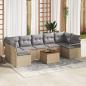 Preview: ARDEBO.de - 8-teiliges Garten Sofa Set mit Kissen Beige Poly Rattan Akazie, 2-Sitzer Garten Sofa mit Stauraum & Kissen Beige Poly Rattan