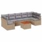 Preview: 8-teiliges Garten Sofa Set mit Kissen Beige Poly Rattan Akazie, 2-Sitzer Garten Sofa mit Stauraum & Kissen Beige Poly Rattan