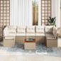 Preview: 8-teiliges Garten Sofa Set mit Kissen Beige Poly Rattan Akazie, 2-sitzer Garten Sofa mit Stauraum und Kissen Beige Poly Rattan