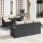 Preview: ARDEBO.de - 6-teiliges Garten Sofa Set mit Kissen Schwarz Poly Rattan, 2-Sitzer Garten Sofa mit Stauraum & Kissen Schwarz Poly Rattan