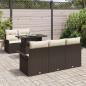 Preview: 6-teiliges Garten Sofa Set mit Kissen Braun Poly Rattan, 2-Sitzer Garten Sofa mit Stauraum & Kissen Braun Poly Rattan