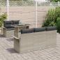 Preview: 6-teiliges Gartensofa-Set mit Kissen aus hellgrauem Poly-Rattan, 2-Sitzer Gartensofa mit Stauraum & Kissen aus hellgrauem Poly-Rattan