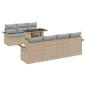 Preview: 8-teiliges Garten Sofa Set mit Kissen Beige Poly Rattan, 2-Sitzer Garten Sofa mit Stauraum & Kissen Beige Poly Rattan
