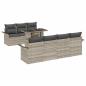 Preview: 8-teiliges Garten Sofa Set mit Kissen Hellgrau Poly Rattan, 2-Sitzer Garten Sofa mit Stauraum & Kissen Hellgrau Poly Rattan