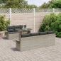 Preview: 8-teiliges Garten Sofa Set mit Kissen Hellgrau Poly Rattan, 2-Sitzer Garten Sofa mit Stauraum & Kissen Hellgrau Poly Rattan