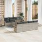 Preview: 9-teiliges Garten Sofa Set mit Kissen Hellgrau Poly Rattan, 2-Sitzer Garten Sofa mit Stauraum & Kissen Hellgrau Poly Rattan