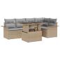 Preview: ARDEBO.de - 6-teiliges Garten-Sofaset mit Kissen Beige Poly-Rattan, 2-Sitzer Garten-Sofa mit Stauraum&Wesen Beige Poly-Rattan